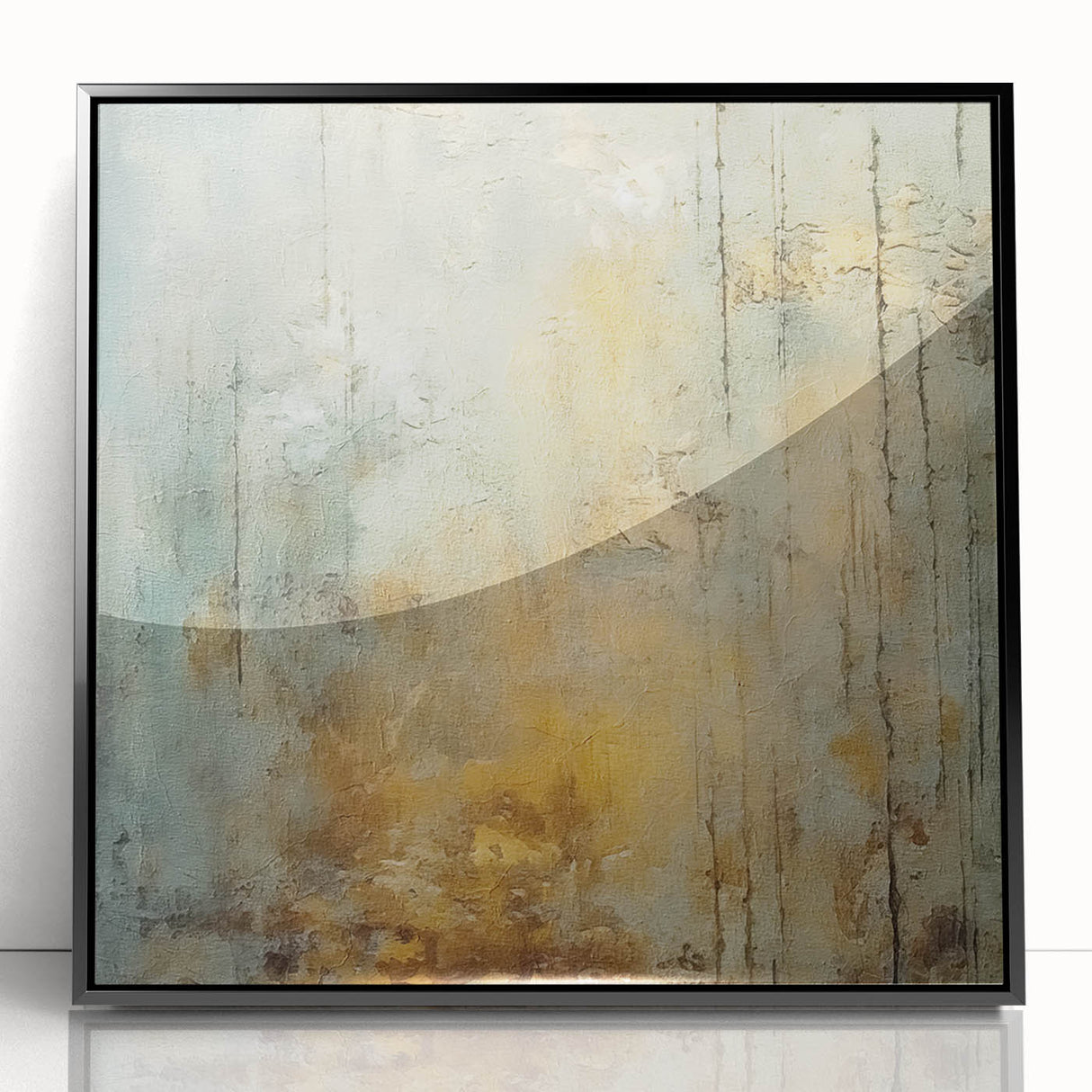 Framed abstract strokes wall art in black acrylic, showcasing dynamic brushwork and modern design, ideal for contemporary home decor.