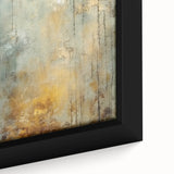 Abstract strokes wall art featuring vibrant colors of blue, orange, and yellow, elegantly framed and showcasing a contemporary artistic design, ideal for modern home decor.