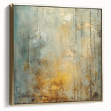 Abstract wall art featuring silver and gold strokes on a framed canvas, showcasing modern design elements perfect for contemporary home decor. This artwork adds elegance and sophistication to any room.