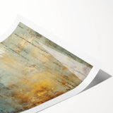 Abstract wall art print showcasing vibrant strokes in blue, pink, and gold hues, offering a modern aesthetic for home decor, presented in a protective roll.