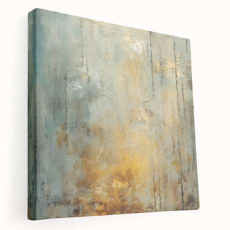 Stretched canvas artwork showcasing abstract strokes in vibrant colors, ideal for modern home decor. Side view highlights the canvas texture and depth.
