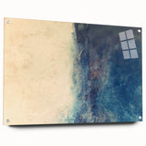 Abstract strokes wall art displayed in a side view, featuring vibrant colors and unique patterns, mounted with pins on a sleek acrylic glass surface.