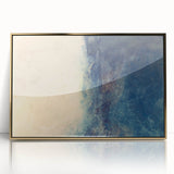 Framed abstract wall art featuring bold gold strokes on a white background, adding a modern touch to home decor. Perfect for contemporary living spaces.