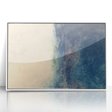 Framed wall art featuring abstract strokes in soft white and gray tones, set in a sleek acrylic frame, ideal for modern home decor. Perfect for adding a touch of elegance to any living space.