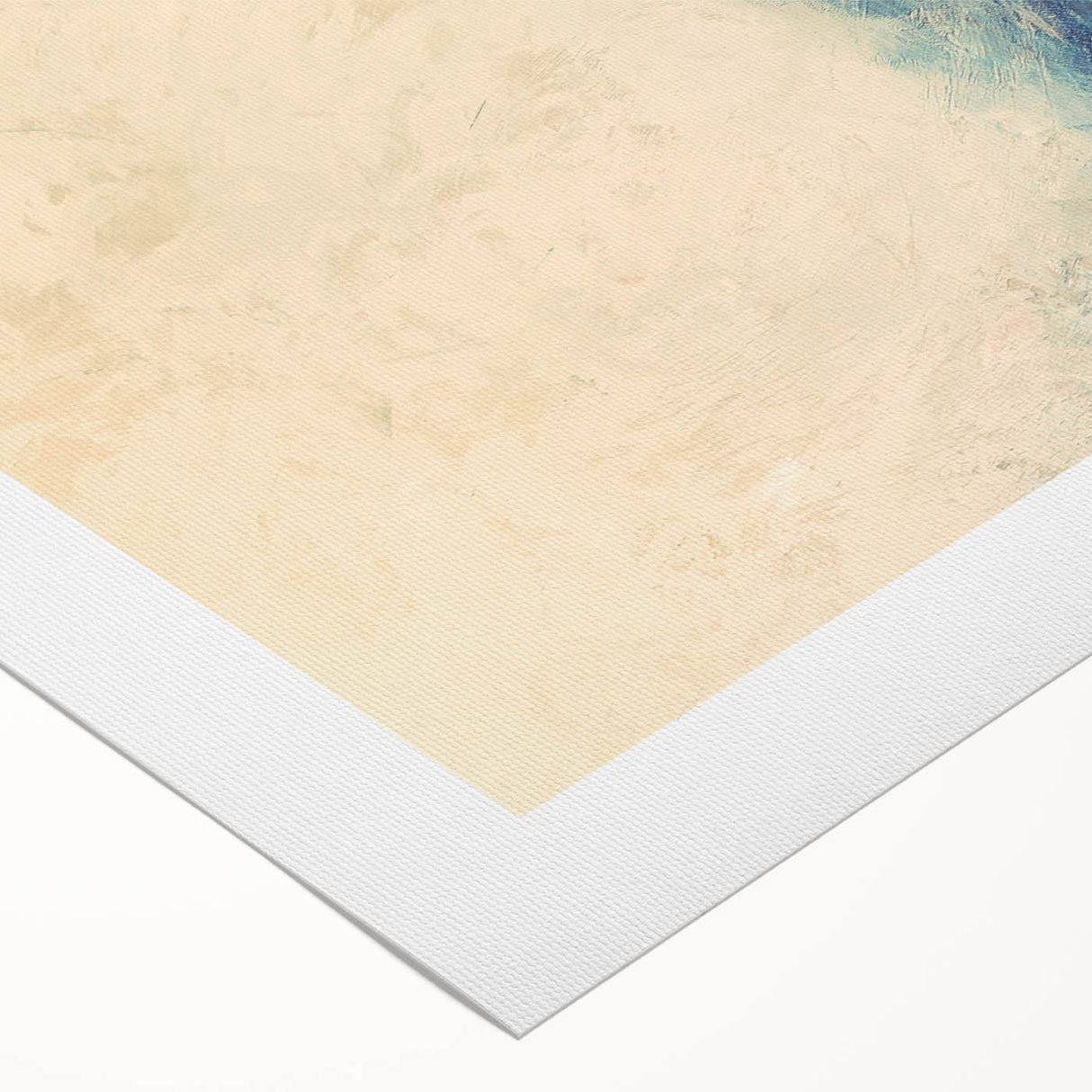 Abstract wall art on rolled canvas showcasing vibrant strokes in shades of blue, orange, and yellow. Ideal for modern home decor, offering a dynamic visual appeal.