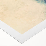 Abstract wall art on rolled canvas showcasing vibrant strokes in shades of blue, orange, and yellow. Ideal for modern home decor, offering a dynamic visual appeal.