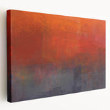 Abstract wall art featuring vibrant strokes in blue, orange, and yellow on stretched canvas, showcasing a contemporary design ideal for modern interiors.