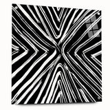 Abstract wall art design featuring colorful strokes on acrylic glass, displayed from a side view with visible mounting pins, enhancing modern interior decor.