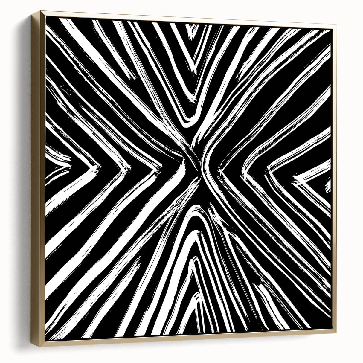 Abstract wall art featuring elegant silver and gold strokes on a framed canvas, perfect for modern decor, adding sophistication to any room setting.
