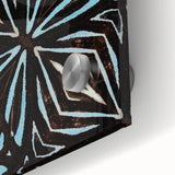 Close-up view of abstract strokes wall art printed on acrylic glass, showcasing vibrant colors and dynamic brushstrokes, ideal for modern home decor.