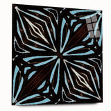 Abstract strokes wall art displayed in a side view on acrylic glass, showcasing vibrant colors and dynamic patterns, perfect for modern home decor.