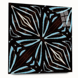 Abstract wall art featuring vibrant strokes in shades of blue, pink, and gold on acrylic glass, showcasing a modern aesthetic for contemporary decor. Ideal for adding a pop of color to any room.