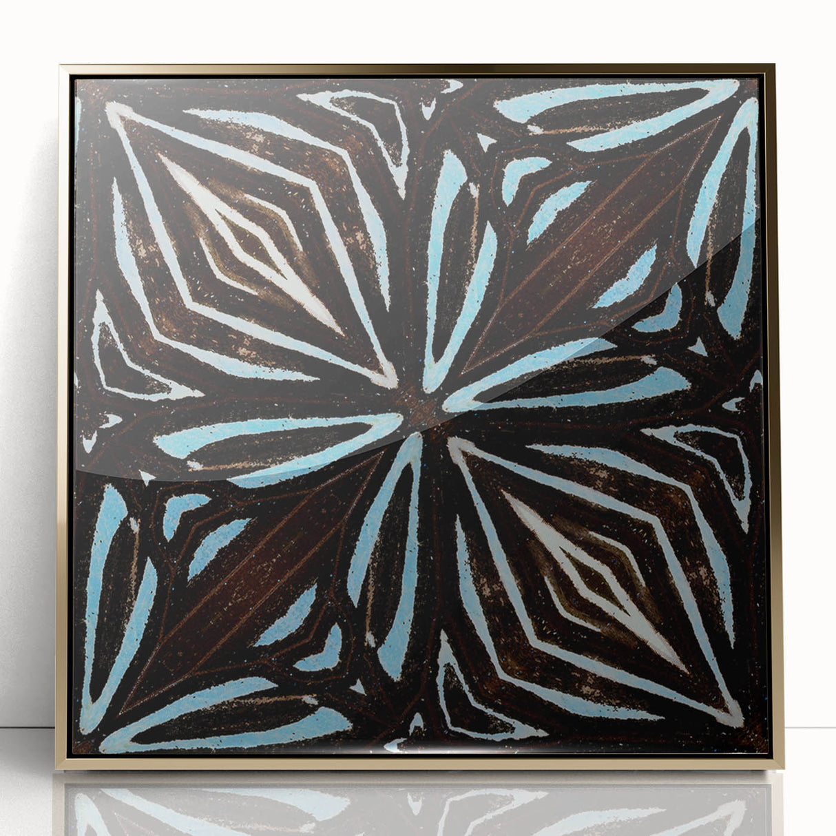 Framed abstract wall art showcasing dynamic gold strokes on an acrylic background, perfect for modern home decor, adding elegance and sophistication to any space.