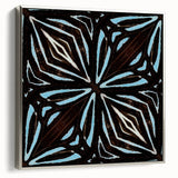 Framed abstract wall art featuring vibrant strokes in shades of blue, gray, and silver, showcasing a modern design ideal for contemporary home decor.