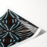 Abstract wall art print showcasing vibrant strokes in blue, pink, and gold hues, rolled and ready for display, adding a modern touch to any interior decor.