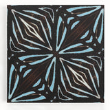 Abstract wall art print showcasing vibrant strokes in shades of blue, orange, and yellow on stretched canvas, perfect for modern home decor.