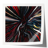 Abstract wall art print featuring vibrant strokes in shades of blue, orange, and yellow on a glossy surface, ideal for modern home decor.