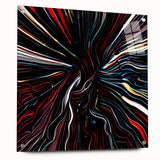 Abstract strokes wall art displayed in an acrylic glass frame, showcasing vibrant colors and dynamic patterns. Perfect for modern decor and art enthusiasts.