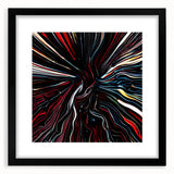 Abstract strokes wall art design framed with a black mat, showcasing vibrant colors and dynamic patterns, ideal for modern home decor and artistic ambiance.