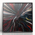 Abstract wall art featuring bold, colorful strokes in a framed acrylic design, showcasing a modern aesthetic with a sleek black frame, perfect for contemporary home decor.