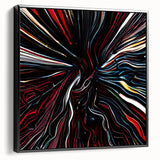 Framed canvas wall art showcasing abstract black strokes on a textured background, viewed from the side, ideal for modern home decor or office styling.