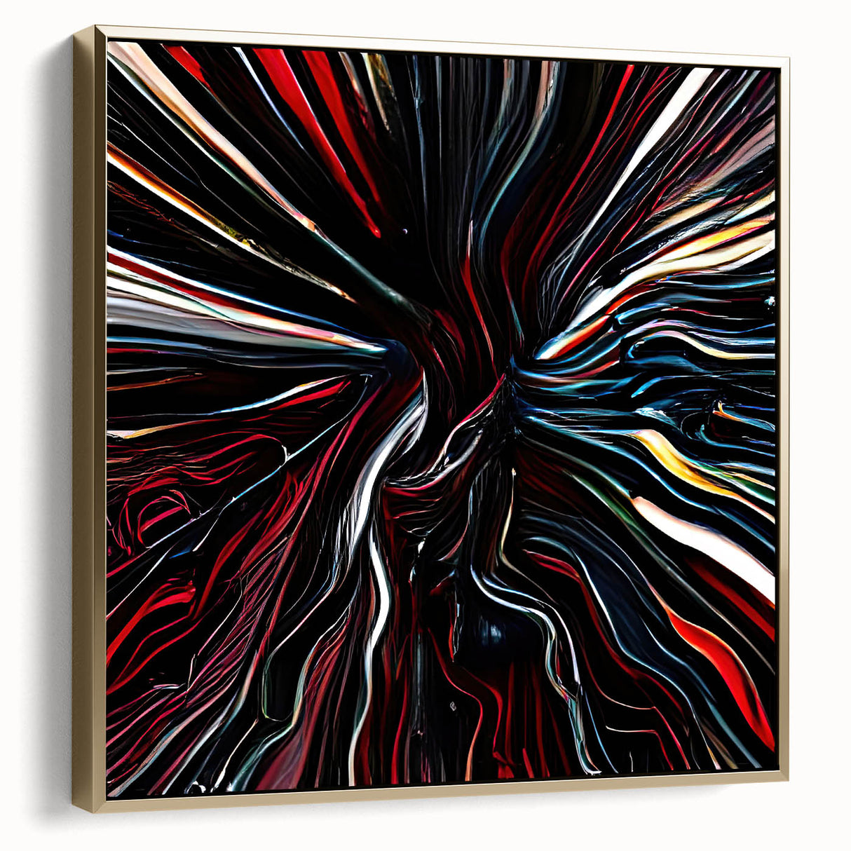 Framed abstract wall art featuring a blend of silver and gold strokes on a textured canvas, perfect for modern decor, enhancing any living space with elegance.
