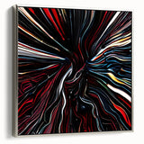 Framed abstract wall art featuring dynamic silver strokes on a textured canvas, displayed in a stylish setting, enhancing modern interior decor with elegance.