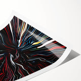 Abstract strokes wall art print showcasing vibrant colors and dynamic shapes, ideal for modern decor. Packaged in a protective cardboard tube for delivery.