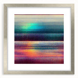 Abstract strokes wall art framed in silver, showcasing vibrant colors and dynamic patterns, perfect for modern home decor or office spaces.