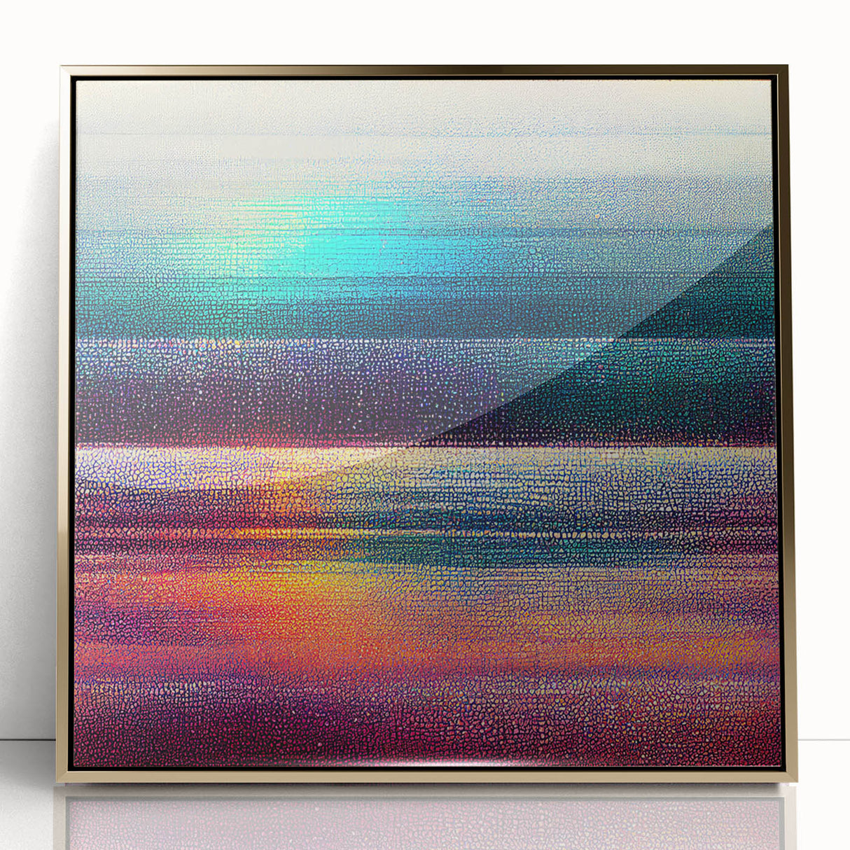 Abstract strokes wall art framed in acrylic with gold accents, showcasing a modern design that adds elegance to any decor. Ideal for contemporary interiors.