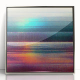 Framed abstract strokes wall art in silver acrylic, showcasing dynamic brushwork and vibrant colors, perfect for modern home decor and artistic expression.