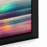 Abstract wall art featuring vibrant strokes in shades of blue, orange, and gold, framed elegantly for a contemporary aesthetic, perfect for modern home decor.