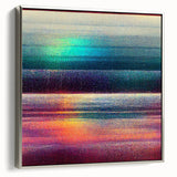 Framed abstract strokes wall art on a silver canvas, showcasing vibrant colors and dynamic patterns, ideal for modern home decor and artistic interiors.