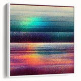 Abstract wall art featuring vibrant strokes in shades of blue, orange, and yellow, framed elegantly. Ideal for modern home decor, adding a pop of color to any room.