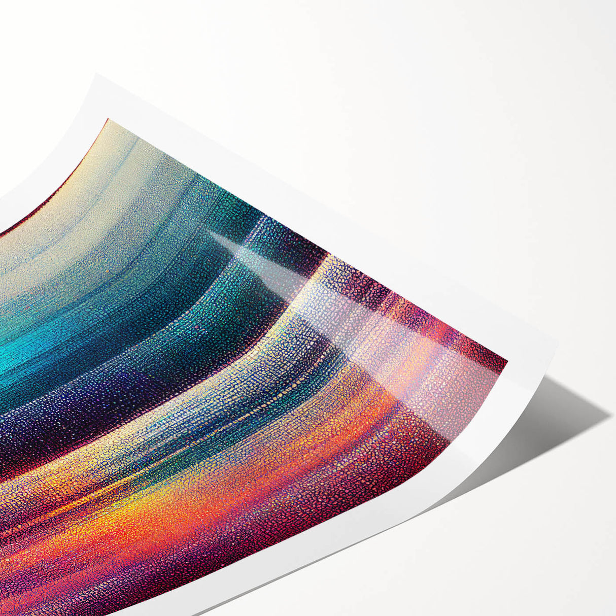 Abstract strokes wall art print showcasing vibrant colors in fluid patterns, ideal for modern decor, rolled for easy framing and display. Perfect for enhancing living spaces.