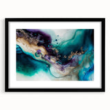Abstract wall art featuring bold strokes in various colors, framed with a black mat, ideal for modern home decor. Perfect for adding a contemporary touch to living spaces.