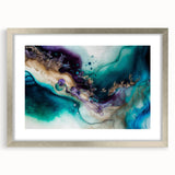 Abstract strokes wall art framed in silver, showcasing vibrant colors and dynamic patterns, ideal for modern home decor. Perfect for enhancing living spaces with a stylish touch.