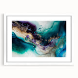 Abstract strokes wall art framed with a white mat, showcasing vibrant colors and dynamic shapes, ideal for modern home decor. Perfect for enhancing living spaces with artistic flair.