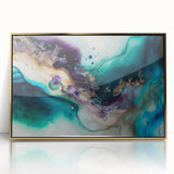 Framed abstract wall art showcasing elegant gold strokes on a white background, perfect for modern decor, enhancing any living space with sophistication.