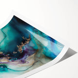 Abstract wall art print showcasing vibrant multicolored strokes in a dynamic composition, rolled and ready for framing, perfect for modern home decor.