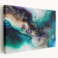 Abstract strokes wall art on stretched canvas showcasing vibrant colors and dynamic patterns, ideal for modern home decor and artistic expression. The side view highlights the canvas depth and texture, perfect for enhancing interior spaces.