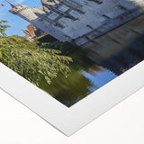 Landscape painting of a majestic castle on a hill, printed on rolled canvas with vibrant colors, ideal for home decor or art collection, showcasing detailed textures and scenic beauty.