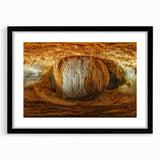 Framed landscape artwork showcasing a stunning cave scene with vibrant colors, featuring a sleek black mat and frame, perfect for home decor or office spaces.