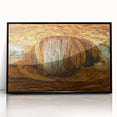 Framed acrylic artwork showcasing a stunning landscape with intricate cave details, presented in a sleek black frame, ideal for modern home decor.