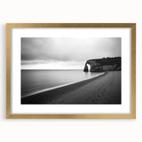 Framed landscape artwork depicting dramatic cliffs in vibrant colors, featuring a gold mat and elegant frame, perfect for enhancing home decor.