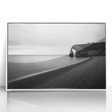 Framed acrylic artwork depicting a stunning cliff landscape with vibrant colors and intricate details, set in a sleek white frame, perfect for modern decor.