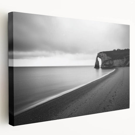 Stretched canvas artwork depicting a stunning landscape of cliffs against a vibrant sunset, showcasing rich colors and intricate details, perfect for home decor.