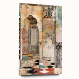 Abstract architectural wall art displayed in a sleek acrylic glass frame, showcasing geometric patterns and vibrant colors, perfect for modern home decor.