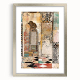 Abstract architectural wall art framed in silver, showcasing geometric patterns and a modern aesthetic, perfect for contemporary home decor.