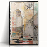 Framed abstract architecture wall art in black acrylic, showcasing a modern geometric design with sharp angles, perfect for contemporary home decor.